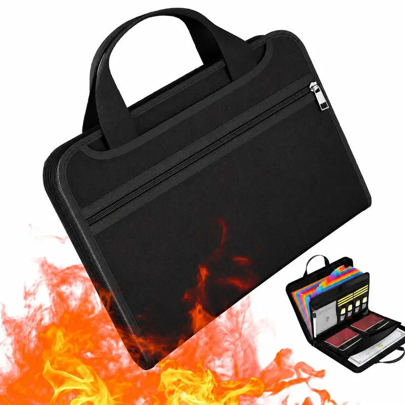 Fireproof Synthetic Accordion Folder for Lawyers, Large-Capacity Multi-Pocket Document Case with Handle and Labels Set to Protect Docs, Expanding File Organizer, Protects Docs, File Organizer For Desk, Office Desk Accessories, Accountants