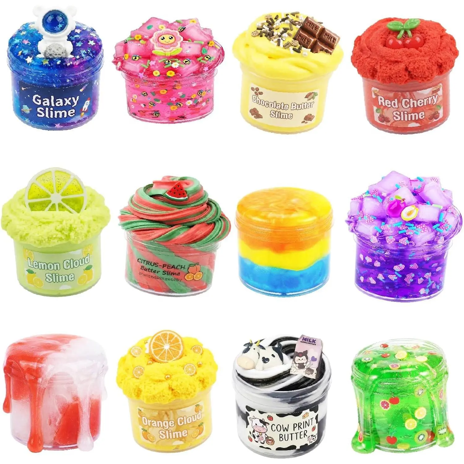 Galaxy Cloud Butter Crunchy Clear Slime Kit 12 Pack, Super Soft Non-Sticky Stress Relief Toy for Kids, DIY Party Favors Goodie Bag Stuffers, Total 29OZ/720ML