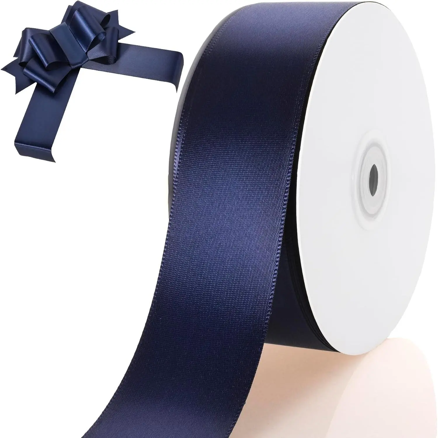 1-1/2 Inch Navy Blue Ribbon 50Yards – Perfect for Gift Wrapping Polyester Satin Ribbon, For Patriotic Holidays, Fourth Of July, Weddings, Birthday Parties, Crafts Lei, Crafts Roses