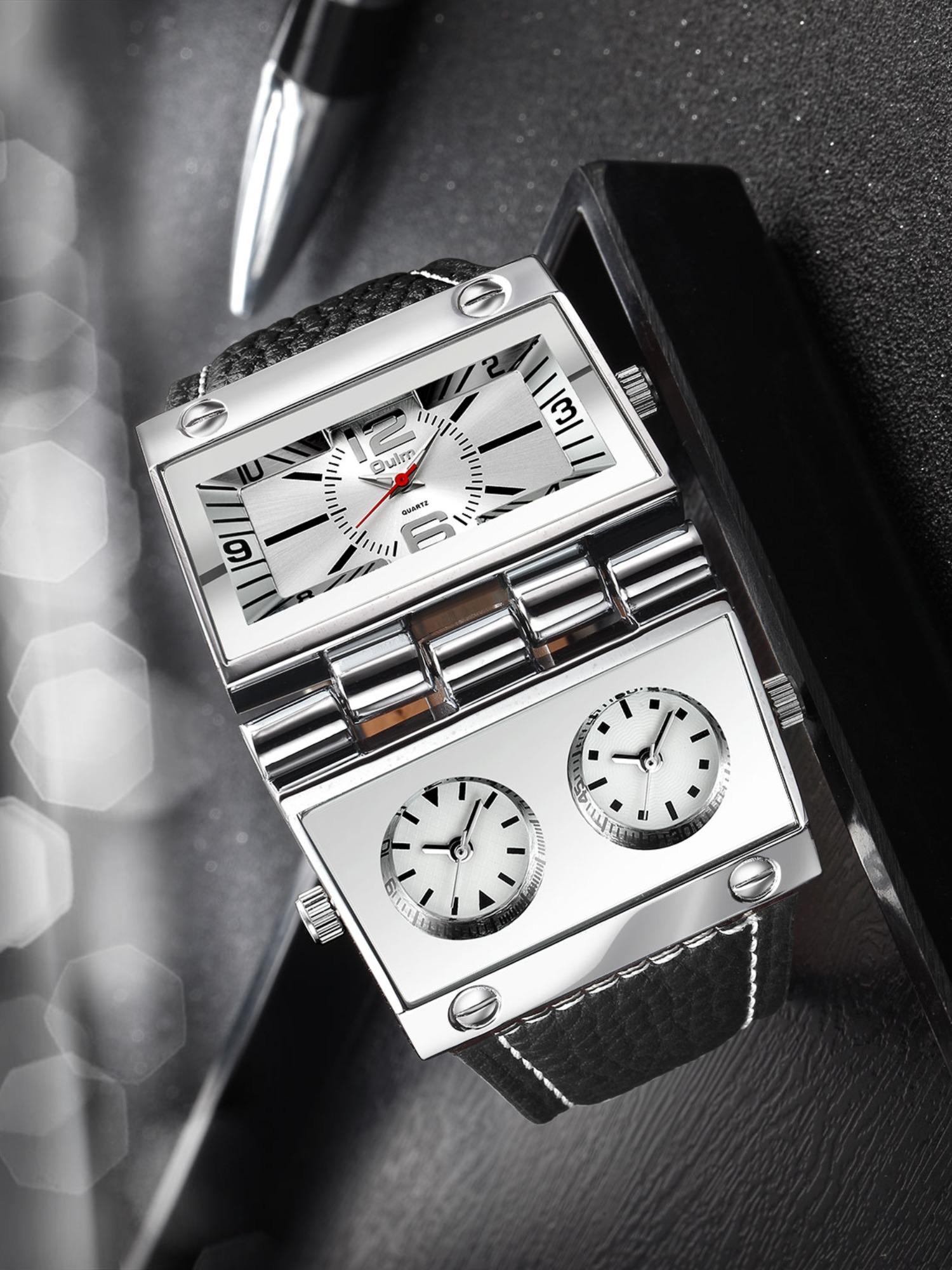 Men's Street Style Rectangle Dial Quartz Watch, Fashionable Stylish Watch, Fashionable Analog Watch, Fashion Watch for Party, Daily Clothing Decor, Trendy All-match Watch for Birthday Gift with Box