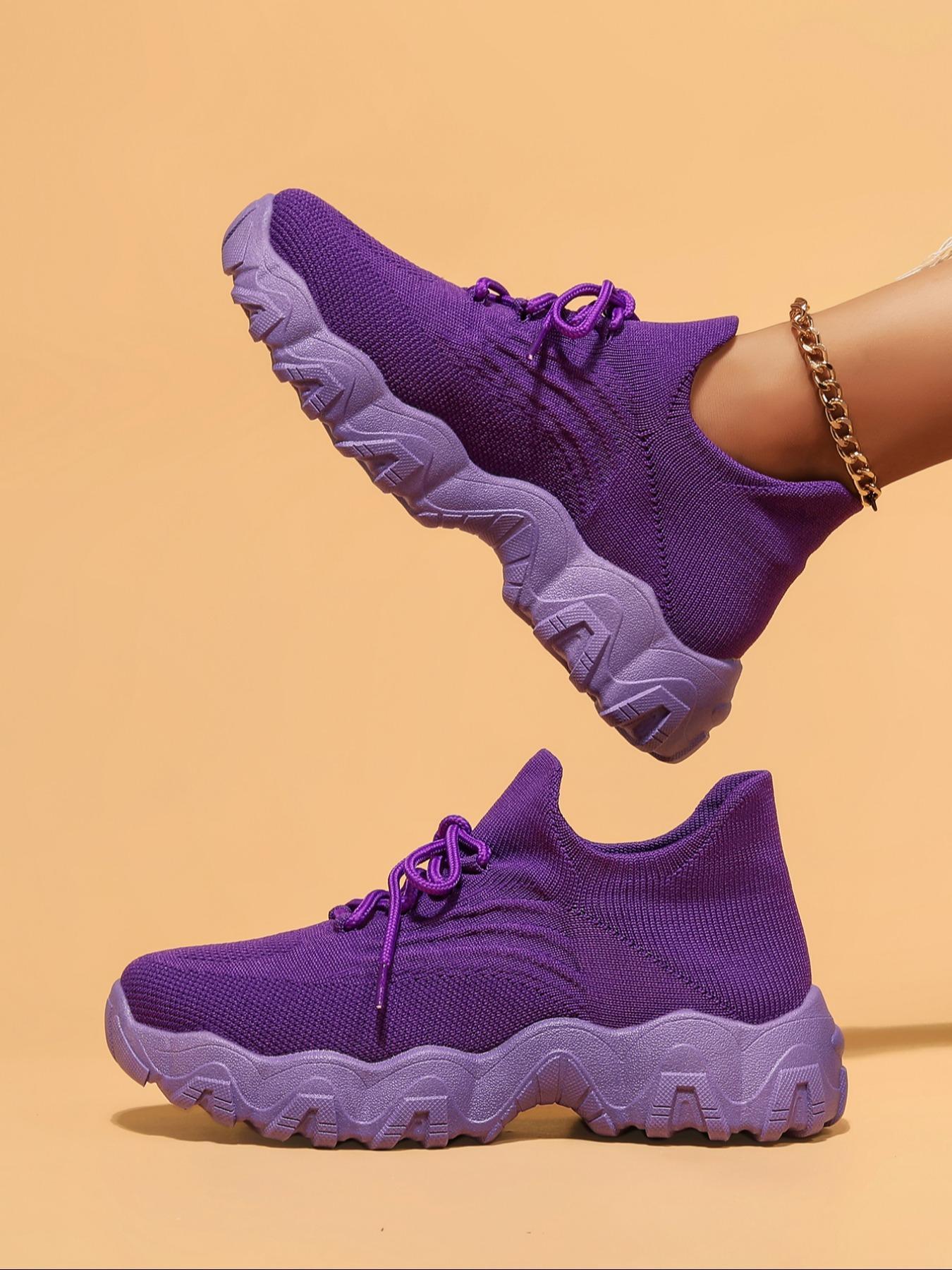 Women's Fashionable Lace Up Low Top Sneakers, Casual Comfortable Breathable Sports Running Shoes, All-match Basic Shoes for Daily Wear, Athletic Running Shoes, Knitted Running Shoes