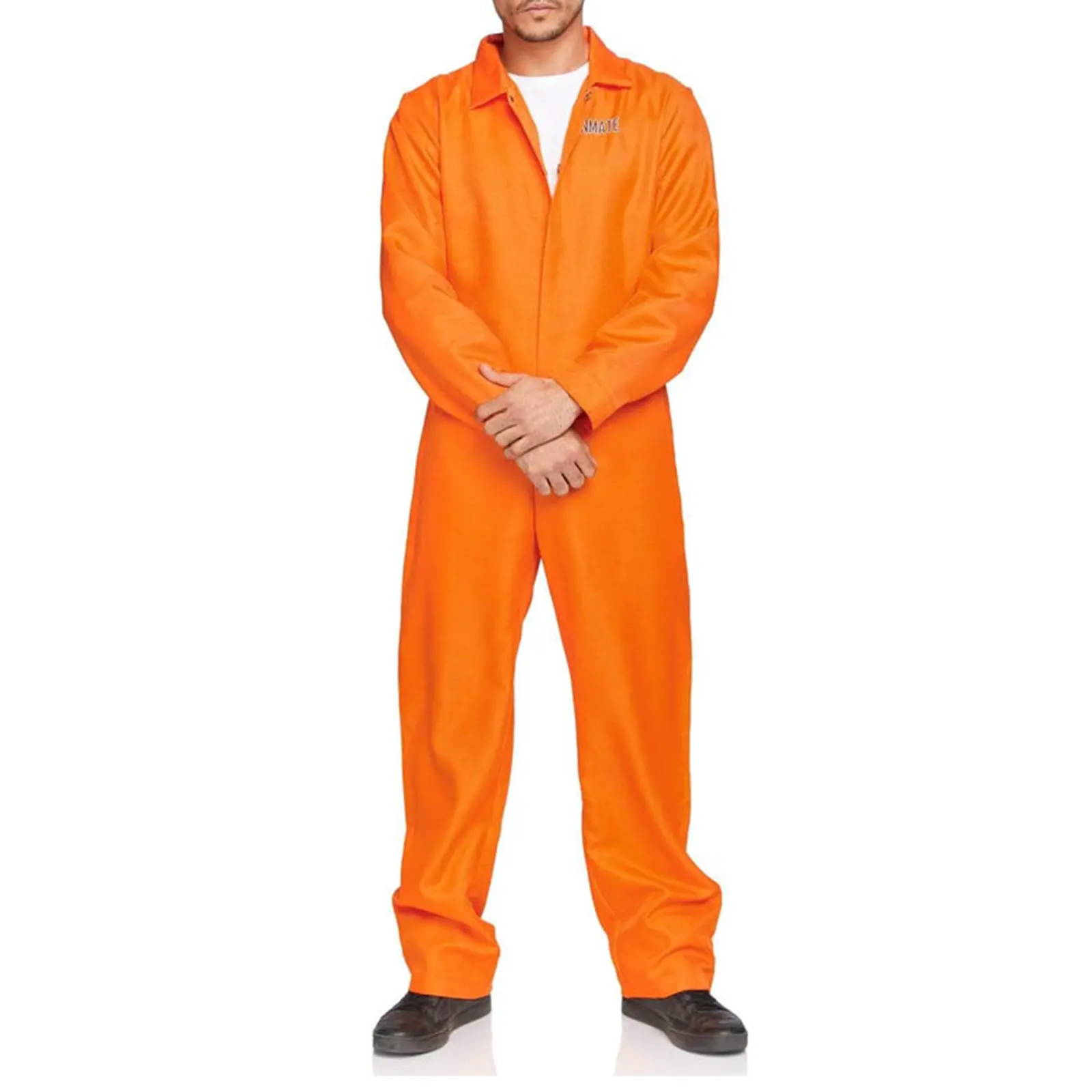 Women's Halloween Prisoner Costumes Letter Print Jail Jumpsuit for Adults Kids Halloween Party Cosplay Outfits