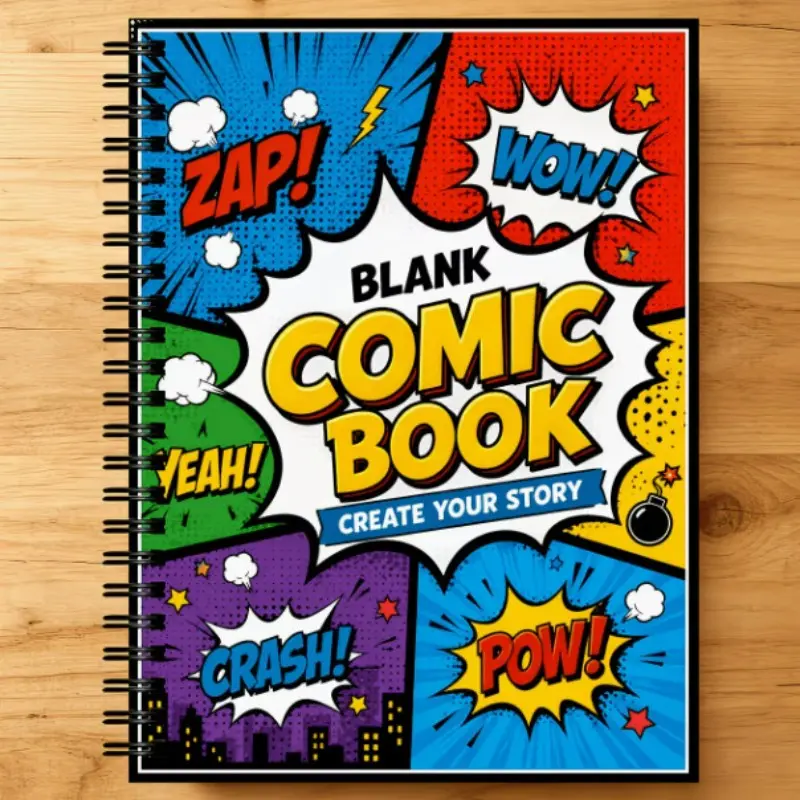 Japanese Style Blank Comic Sketchbook, Pre-Printed School Anime Panels, Dialogue Box Notebook, Ideal for Drawing, Writing, Coloring