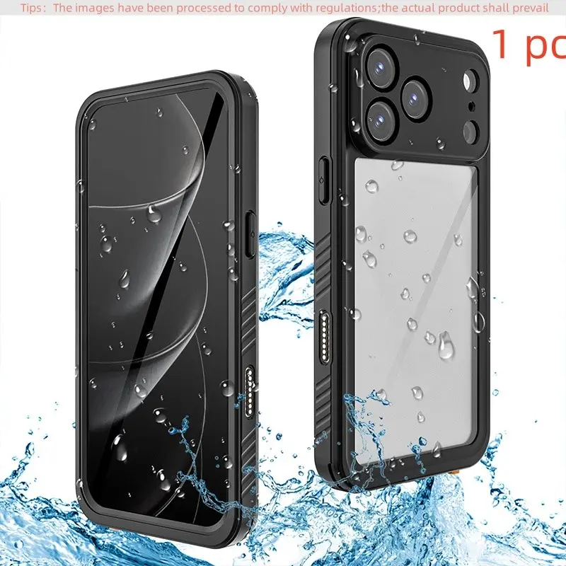 Transparent Full-Cover Phone Case, IP68 Waterproof, Shockproof, Dustproof, Compatible with iPhone 17/16/15/14/13/12/11 Pro Max Plus Pro