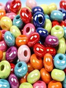 33pcs 8*14mm colored abacus beads, solid flat round wheel beads with large holes, loose beads, Diy beads kit, suitable for DIY decoration, clothing decoration accessories, can be used for necklaces