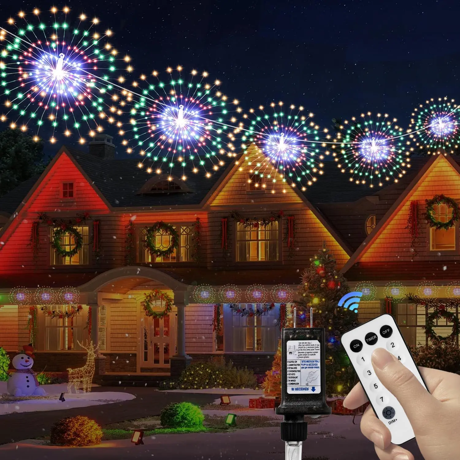 5 Pack 1000 LED Plug in Firework Lights Starburst Lights for Christmas Garden/Patio/Wedding/Party/Bedroom Outdoor or Indoor Decor,Waterproof Twinkle Light with 8 Modes(Multi Color)