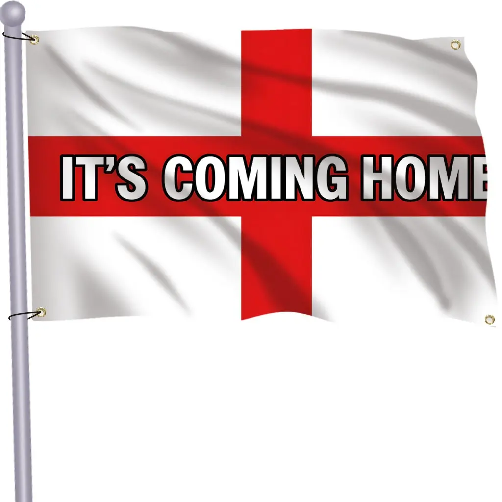 England National Team St George Cross Flag, It's Coming Home Design, Football Cheer Flag, 150cm*90cm, Outdoor Indoor Use, Window Flags, Banners