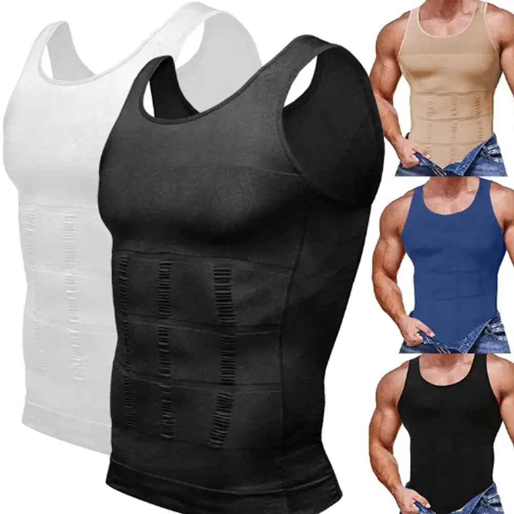 Men's Compression Body Shaper Vest, Breathable Nylon Sleeveless Tank Top with Abdominal Control for Slimming (1 or 2 Pack), Compression Tank Top, Male, Shapewear, Menswear