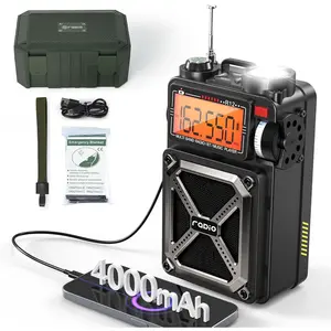 Solar Hand Crank  Radio with NOAA Weather Alert, AM FM Shortwave | Digital Tuning, Speaker,TF Playback,Flashlight,Compass,SOS,4000mAh,Thermal Blanket,USB-C ,for