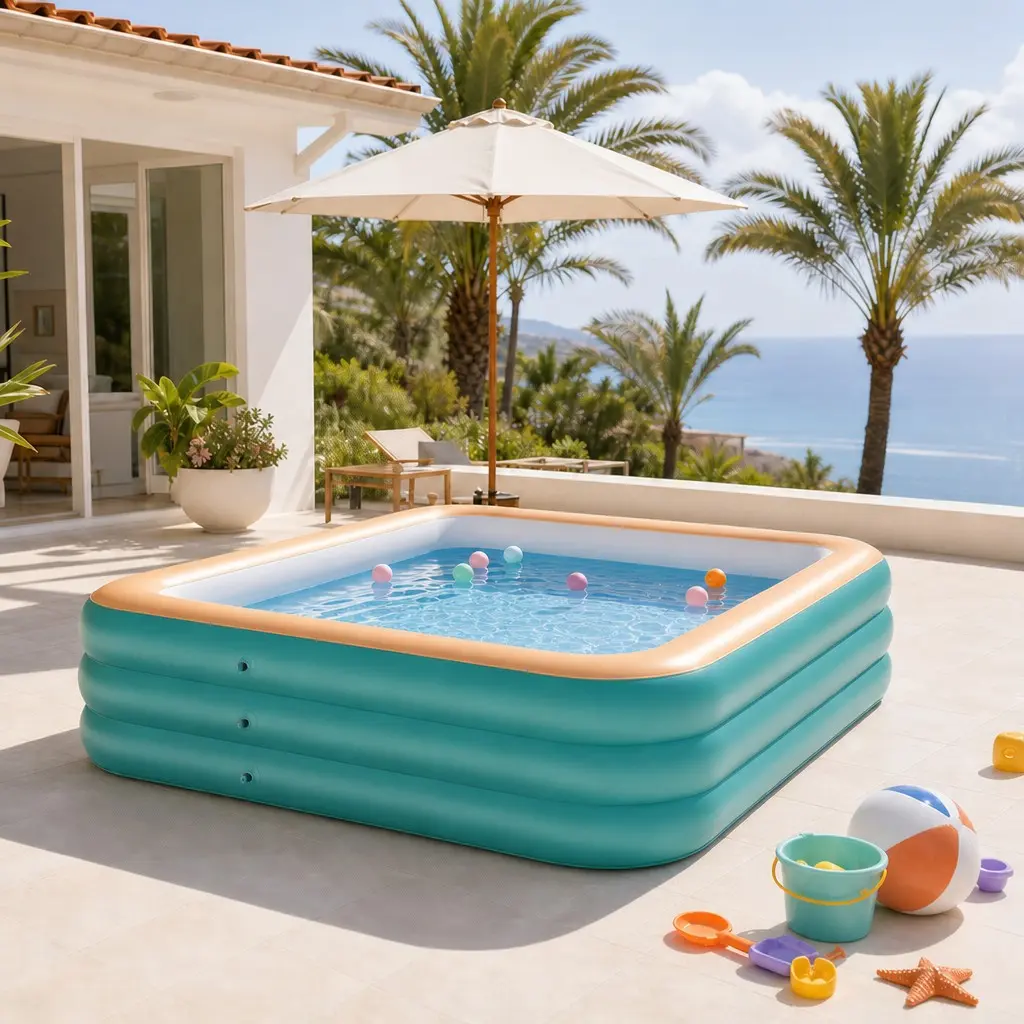 3-Layer Thickened Inflatable Swimming Pool, Large Blow Up Water Pool for Family, Indoor Outdoor Backyard Summer Water Play, Bathtub Ball Pit
