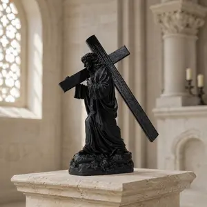 Christ Cross Statue Ornament, Religious Theme Desktop Decor, Ideal for Living Room, Bedroom, Church, Easter, Christmas Gifts