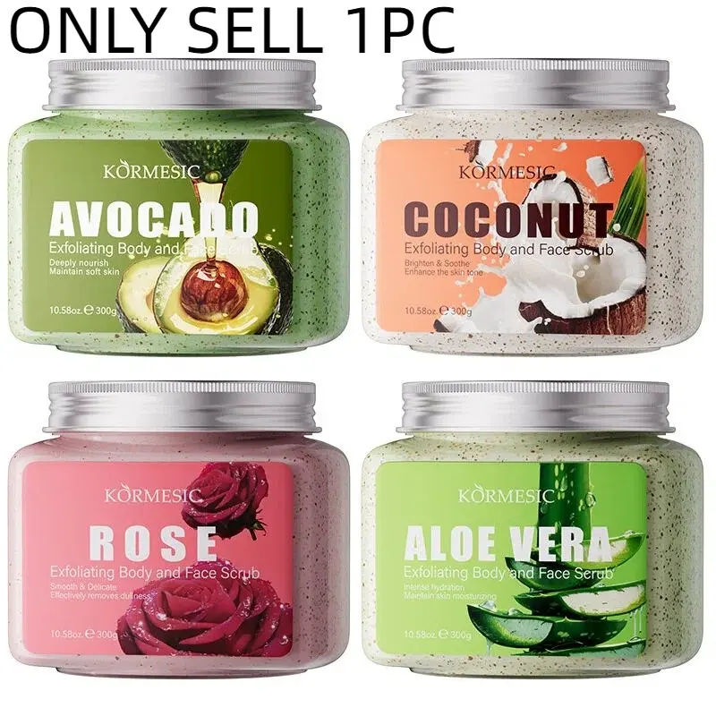Rose Scented Body Scrub, Coconut Aloe Avocado, 3-In-1 Gentle Cleansing & Moisturizing, Bath Products, Facial Scrub, Daily Bath Care