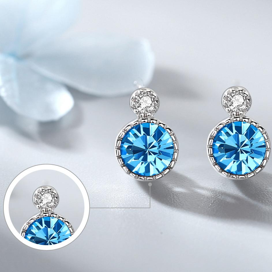 Heart of the Ocean S925 Sterling Silver Earrings |         Light Luxury Geometric Diamond-Encrusted Earrings, Premium Crystal Ear Jewelry, Gift