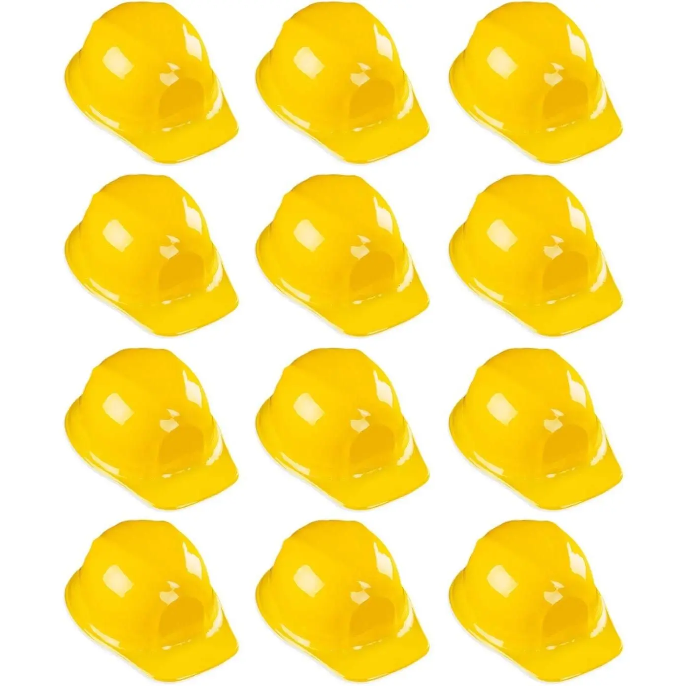 12 Pack Yellow Plastic Construction Hard Hats - Worker Caps Set for Birthday Party Supplies, Halloween Costume ToyGift