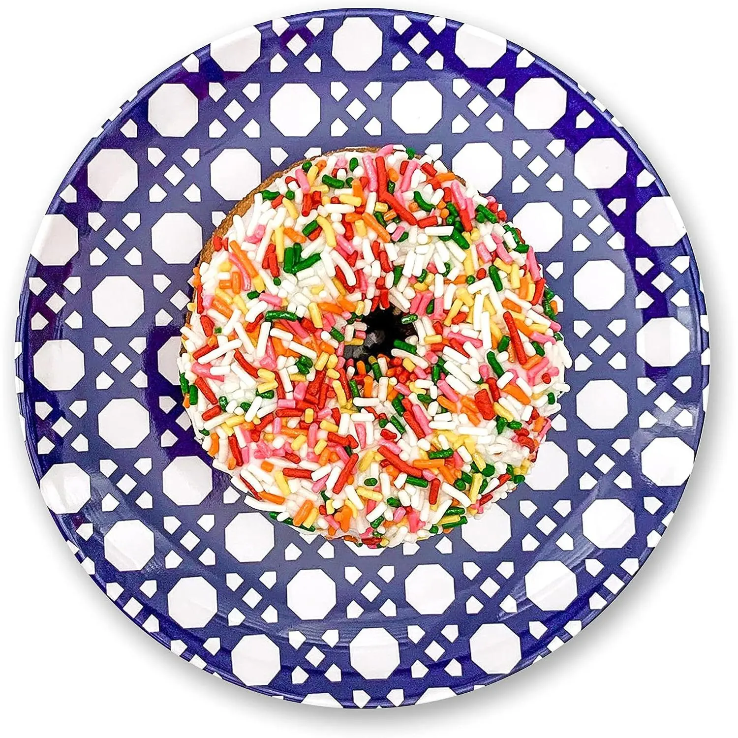 Melamine Plate Set of 4 | 6" Appetizer Plates |   Unbreakable Outdoor Dinnerware | Modern Patio Dish Set for Entertaining | Dishwasher Safe Dishware (Blue Geo)
