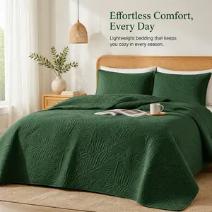 Microfiber Bed Cover Set, Soft Breathable Lightweight Wrinkle-Resistant Quilted, Quick-Dry All Seasons, Twin/full/king, Includes Two Pillowcases