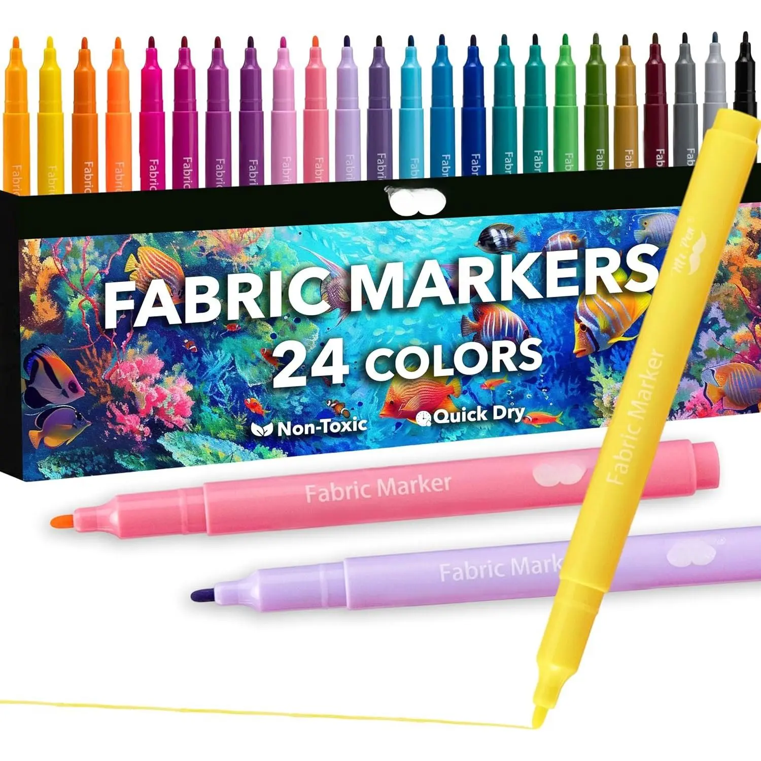 - Fabric Markers, 24 Pack, Colorful | Fabric Markers Permanent for Clothes for T-Shirts, Bags, Textile, Canvas