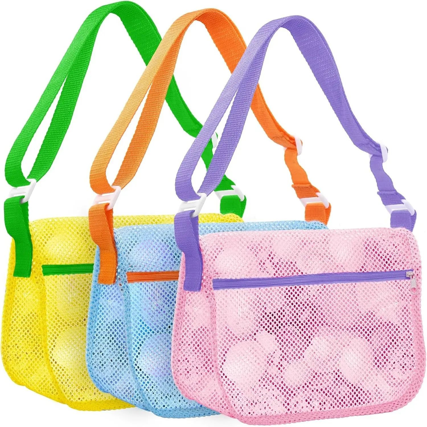 Seashell Collecting Bags with Adjustable Shoulder Straps, 3 PackGift