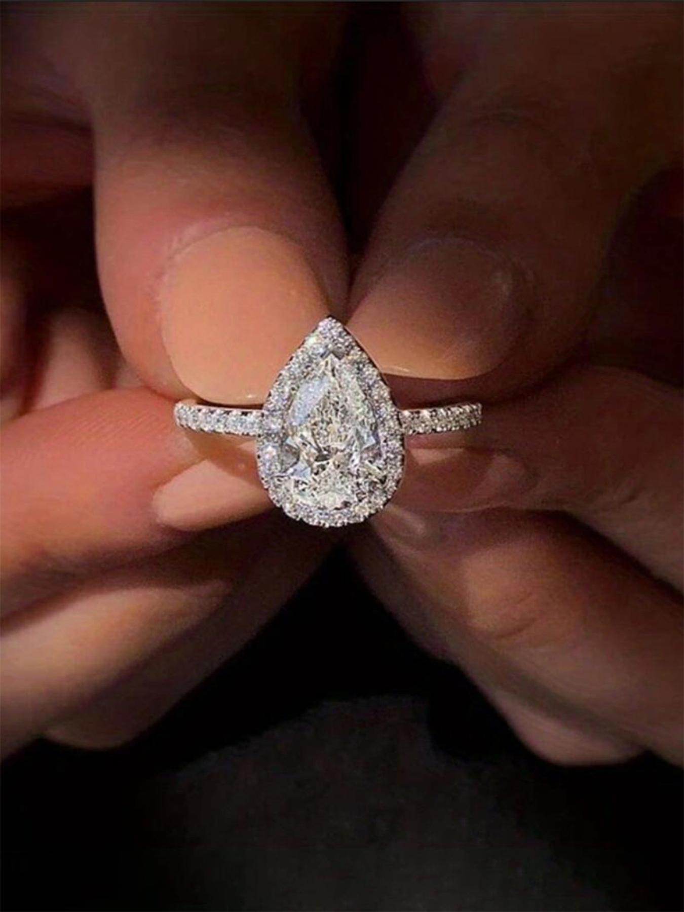 Elegant Water Drop Shaped Rhinestone Decorated Marquise Cut Ring Perfect As Gift, Fashion Accessories for Wedding Party, Engagement Gift for Women, Statement Ring, Maximalist Jewelry, Jewelry Rings, Jewelry Gifts