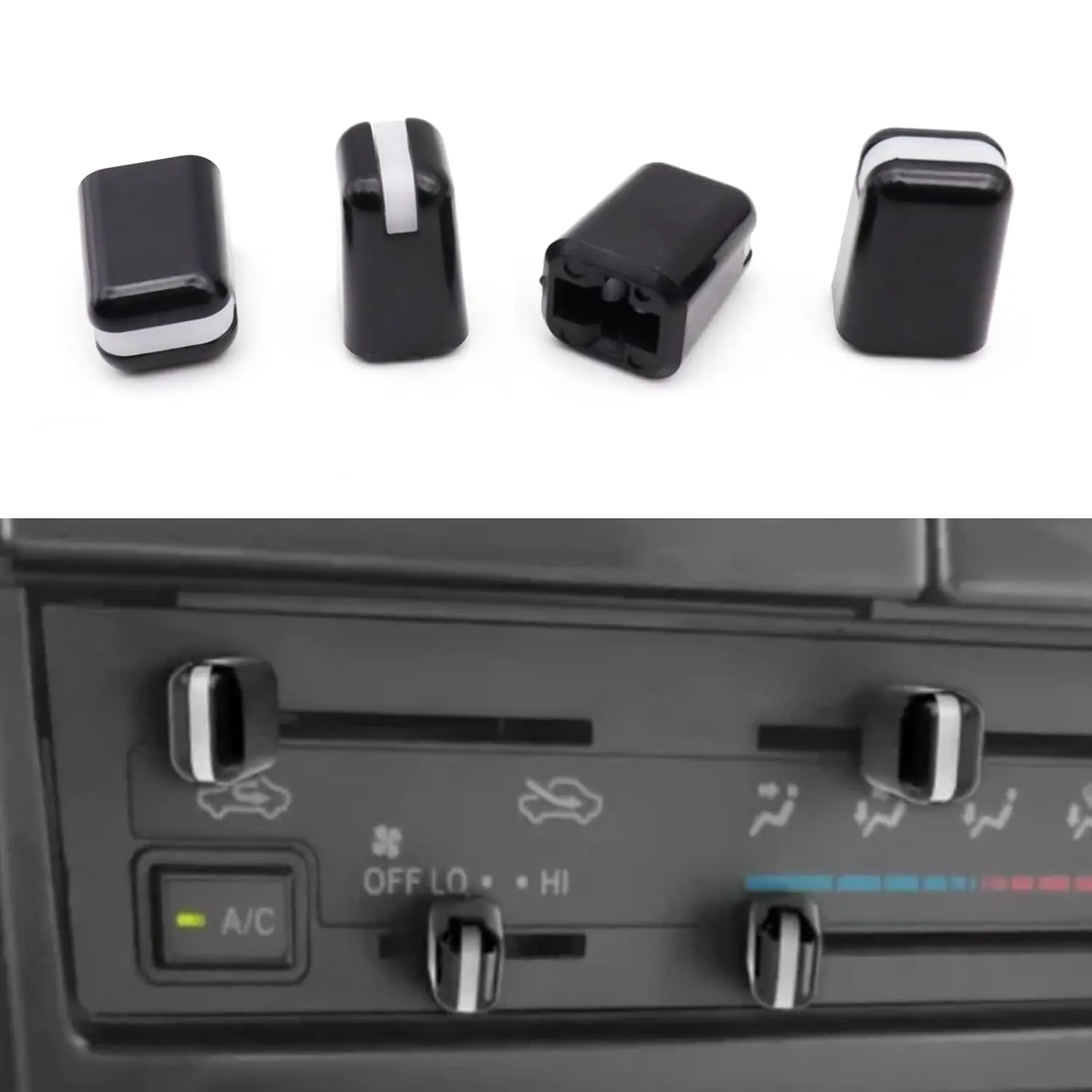Set of 4 AC Heater Control Knob Kit Compatible with Toyota 1984-1989 4Runner, 1988-1993 Corolla, 1995-2001 Tacoma, 1996-2000 Rav4, 1985-1987 Land Cruiser, 1984-1985 Tercel,1984-1995 Pickup