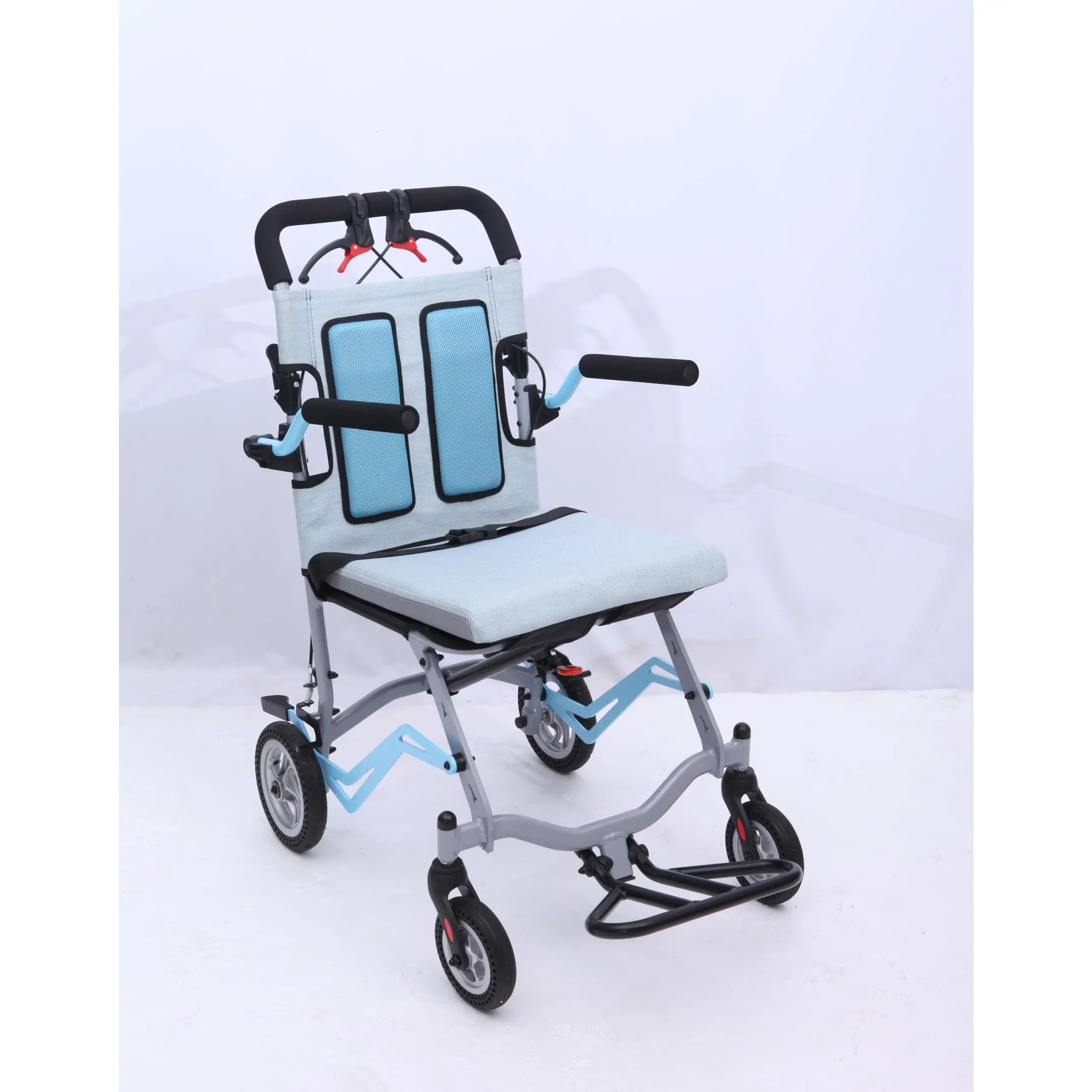 Lightweight Folding Wheelchair for Seniors – Ultra Portable Aluminum Mobility Aid with Locking Brakes, Removable Armrests & Swing-Away Footrests, for Travel & Daily Home Care