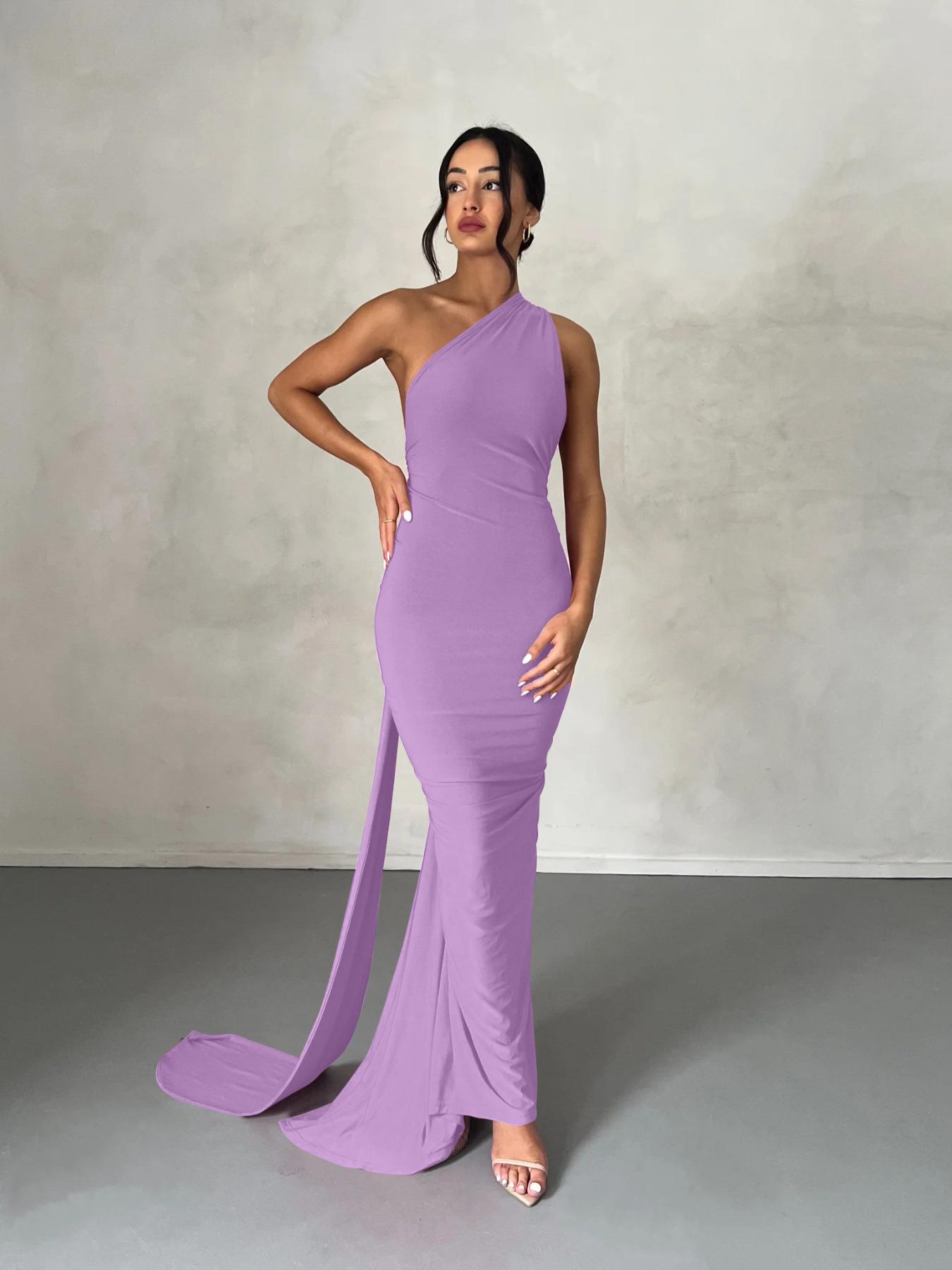 Women's Plain Ruched O-ring Backless Halter Neck Bodycon Dress, Summer Clothes for Women, Elegant Maxi Dress for Evening Party Club