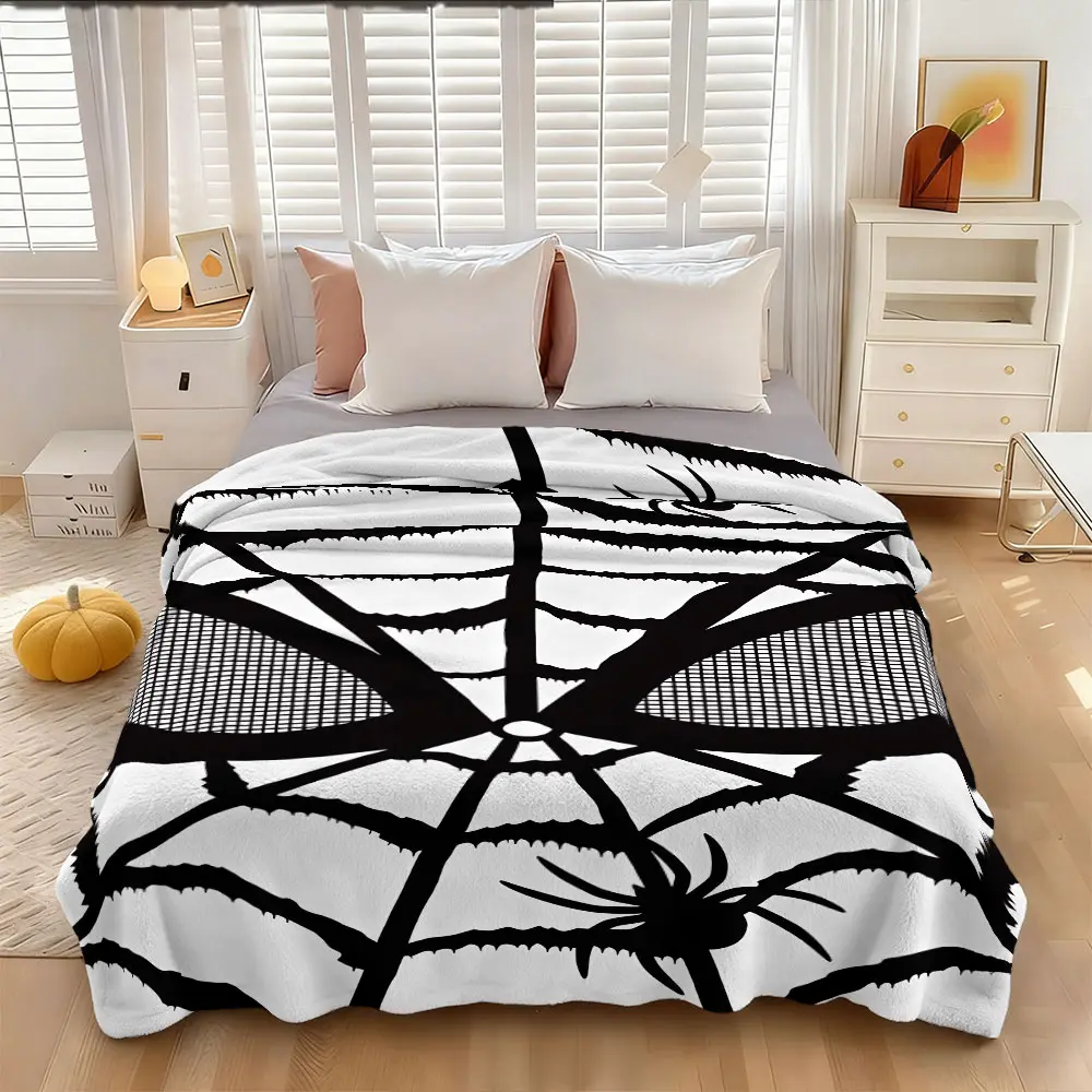 1 Piece of Cartoon Ghost Pokémon Pattern Flannel Blanket, Soft Cozy Lightweight Throw Blanket for Bed Sofa Couch Camping, All‑Season Multi‑Purpose Halloween Home Decor Blanket