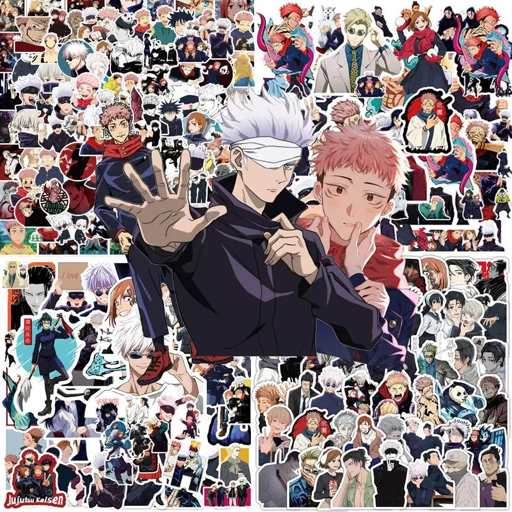 50/80/100pcs Vintage Jujutsu Kaisen Anime Stickers for Kid Toy DIY Laptop Skateboard Car Kawaii Cartoon Decoration Sticker Decal