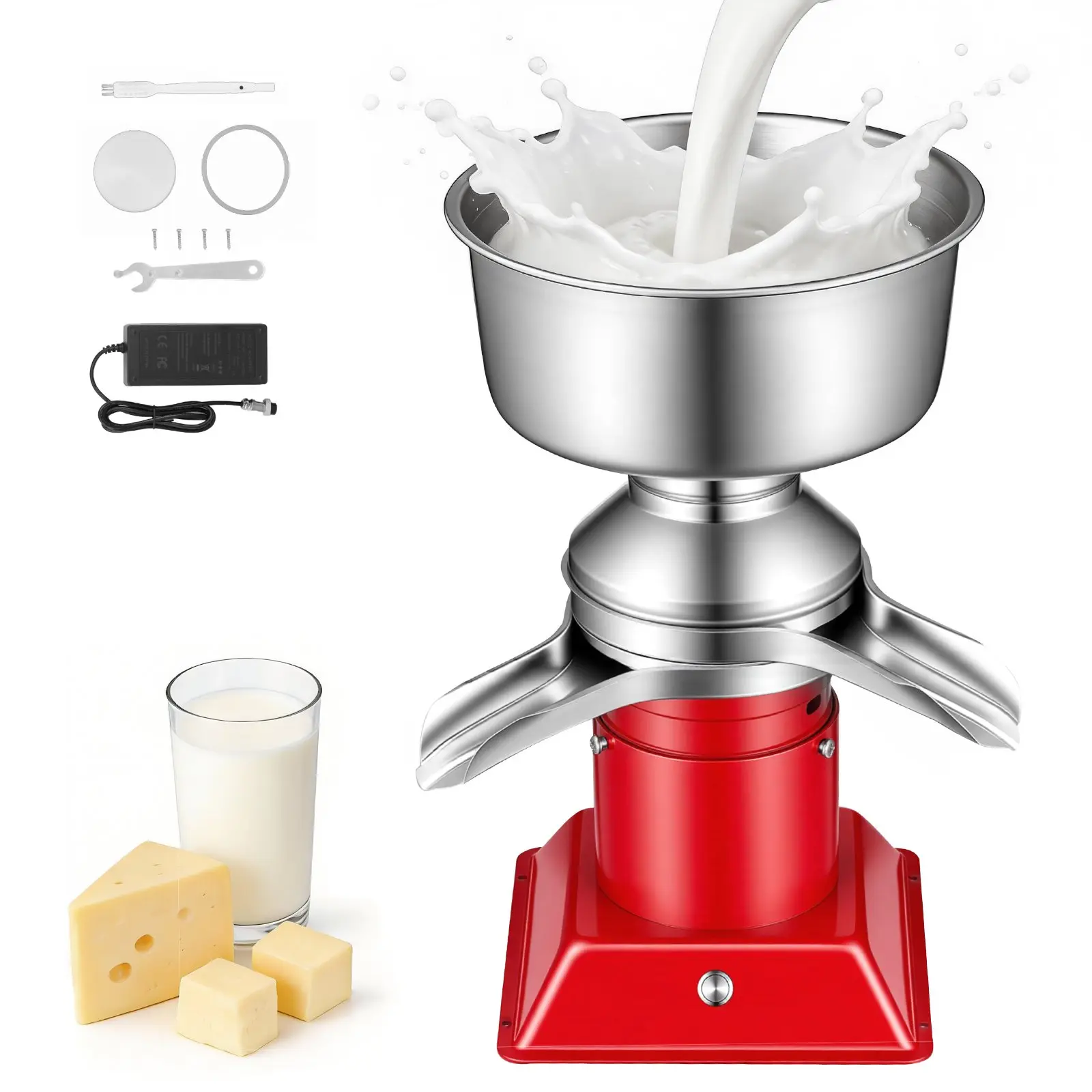 【DealsForYouDays】VEVOR Electric Milk Cream Separator, 60L/H Output 10500RPM Milk Cream Centrifugal Separator, 304 Stainless Steel Goat Cow Milk Skimmer Separating Machine with 4.5L Bowl Capacity (40W, 100-240V)