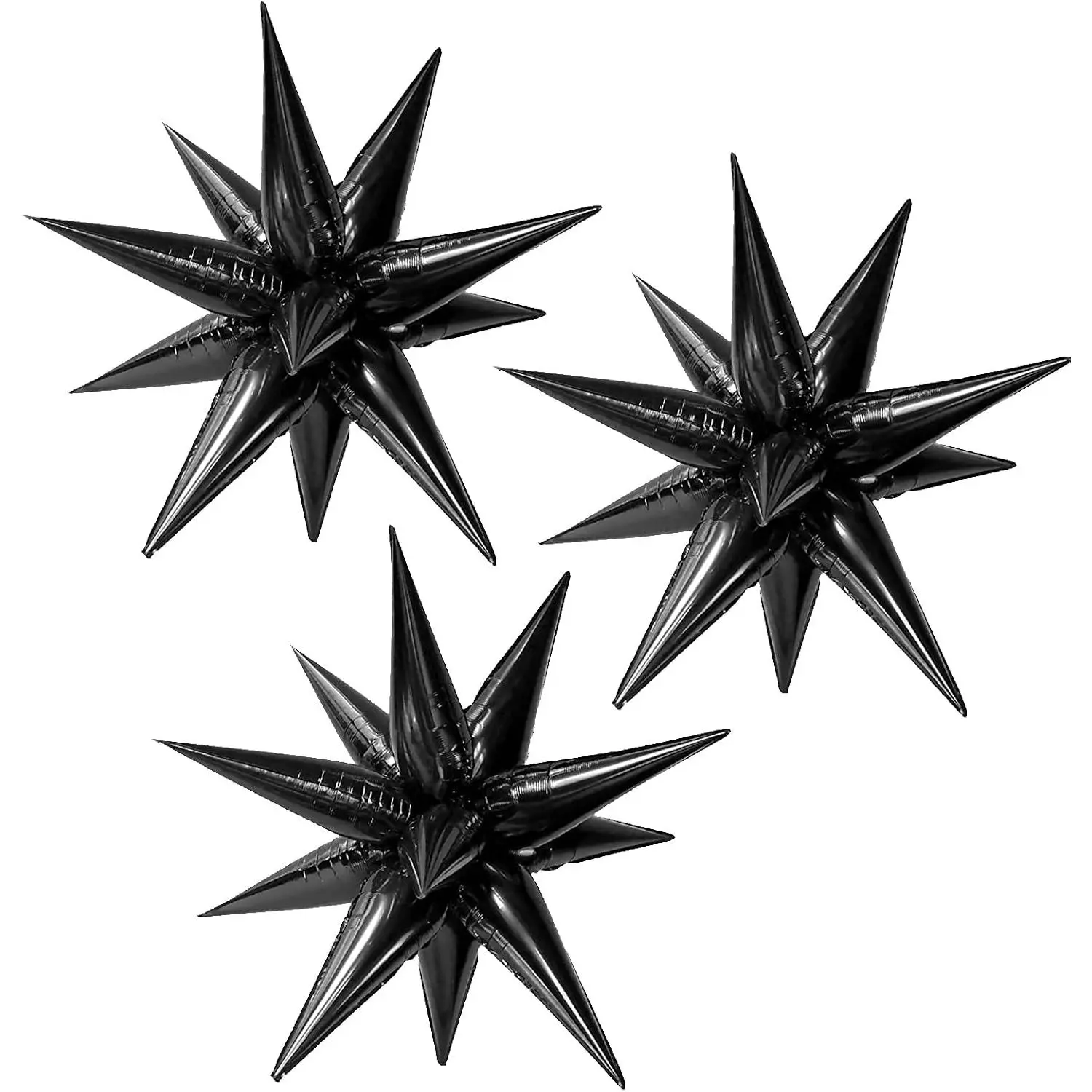 3 count 26inch  Explosion  foil balloon, Black Foil Cone  burst Balloons for Birthday Wedding  Year Party Event