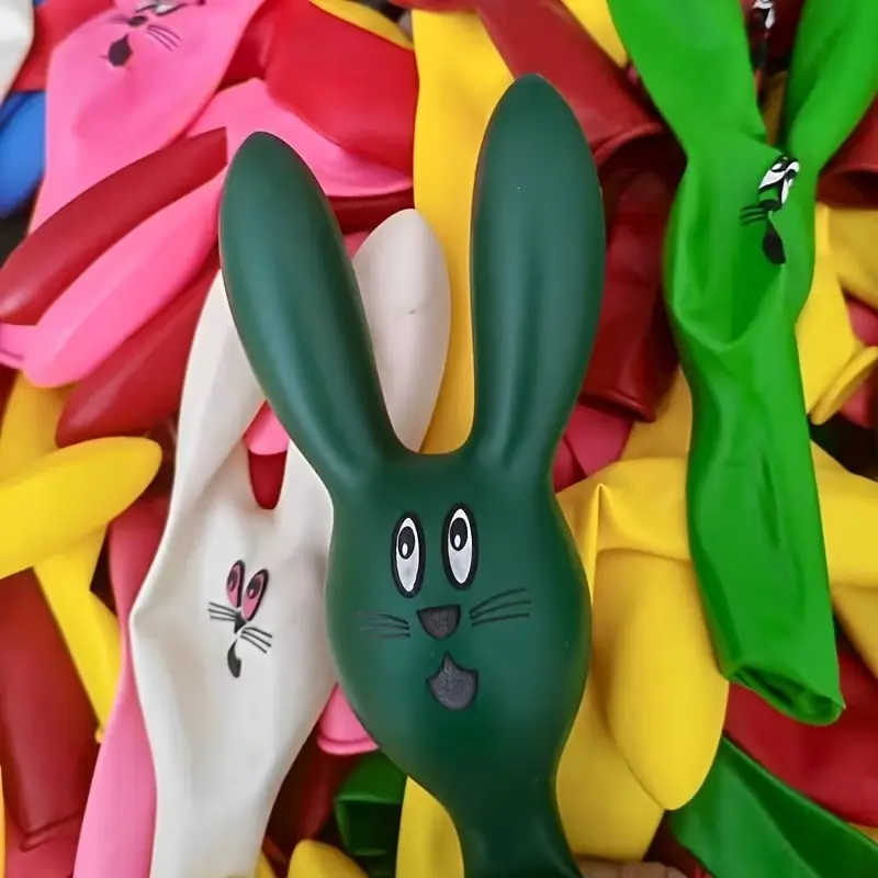 10pcs Cute Bunny Head Balloons, Mixed Color Latex, Perfect for Easter Celebrations, Long Ears Design, Festive Decor, Birthday Balloons