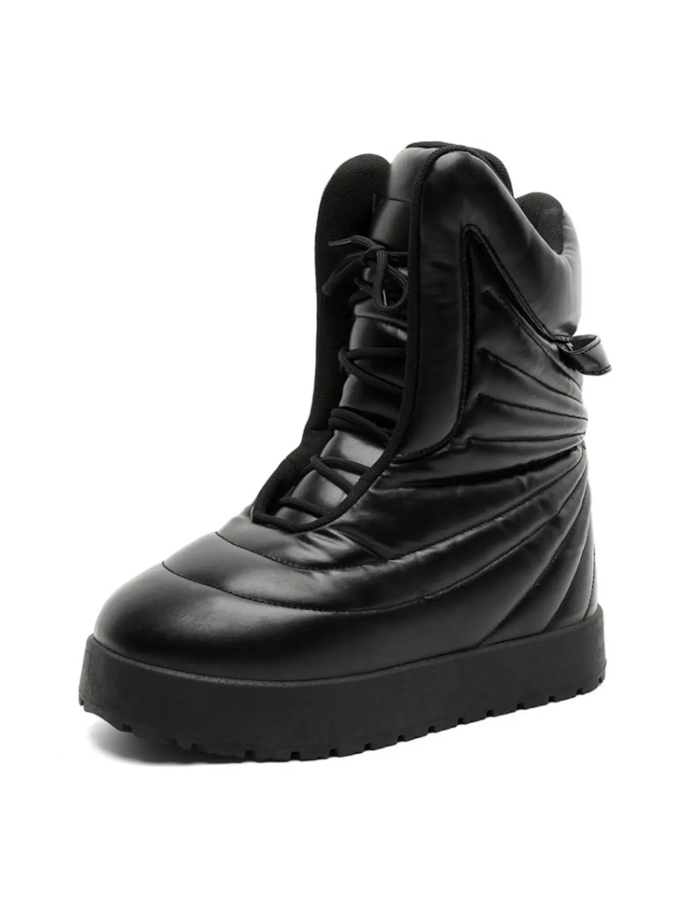 Men's Blue Thick Sole High Top Snow Boots, Non Slip Boots, Waterproof Lined, Mid-Calf, Anti-Slip Outdoor Shoes, Sizes 39-46, Casual PU Leather Footwear