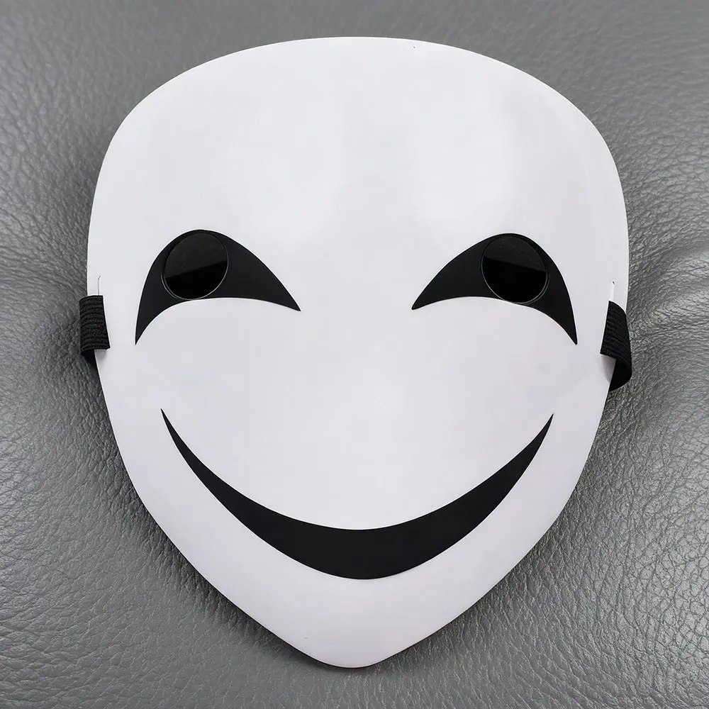 Anime Bullet Kagetane Hiruko Mask Cosplay Costume Prop Halloween Cool Mask | White smiling mask made of durable impact resistant hard ABS plastic. Adult size Features secure strap Funny Face Mask