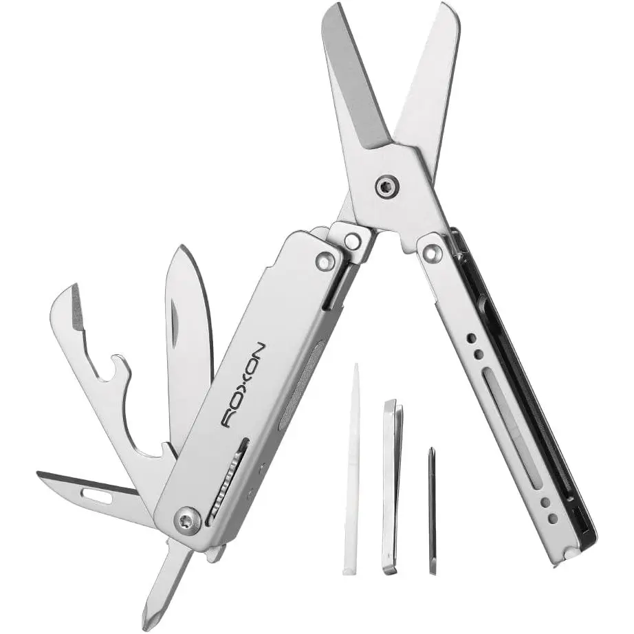 ROXON M3 13-in-1 EDC Multitool, Big Scissors, Knife, Toothpick, Tweezers, Compact Pocket Tool for Everyday Carry, DIY Repair, Home Repair, Garage, Workshop