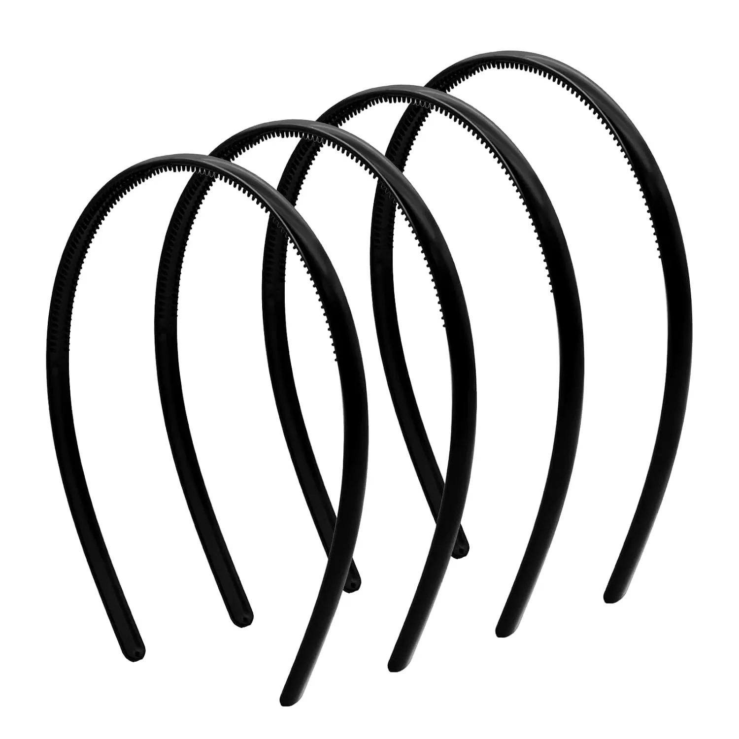 Plastic Thin Skinny Comb Headbands for Women, Black, 4 Pack | Non-Slip Comb ,Llightweight Headband,DIY crafts, and Fitness, Party Looks, and Halloween Costumes