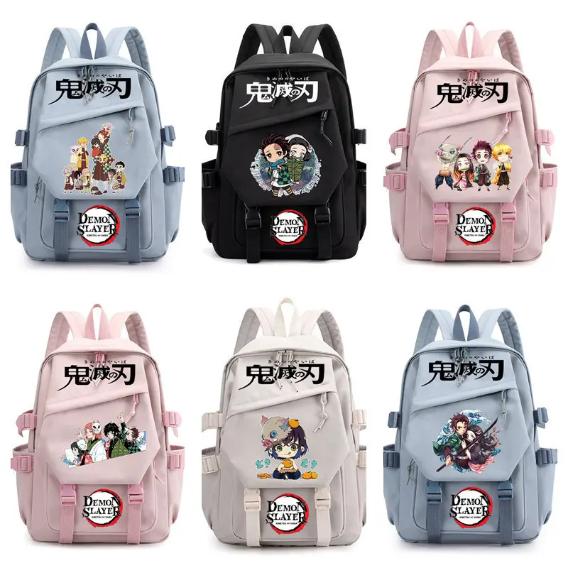 Demon Slayer Backpack, Anime Character Kids School Bag, Student Campus Backpack for Elementary Middle High School College Students