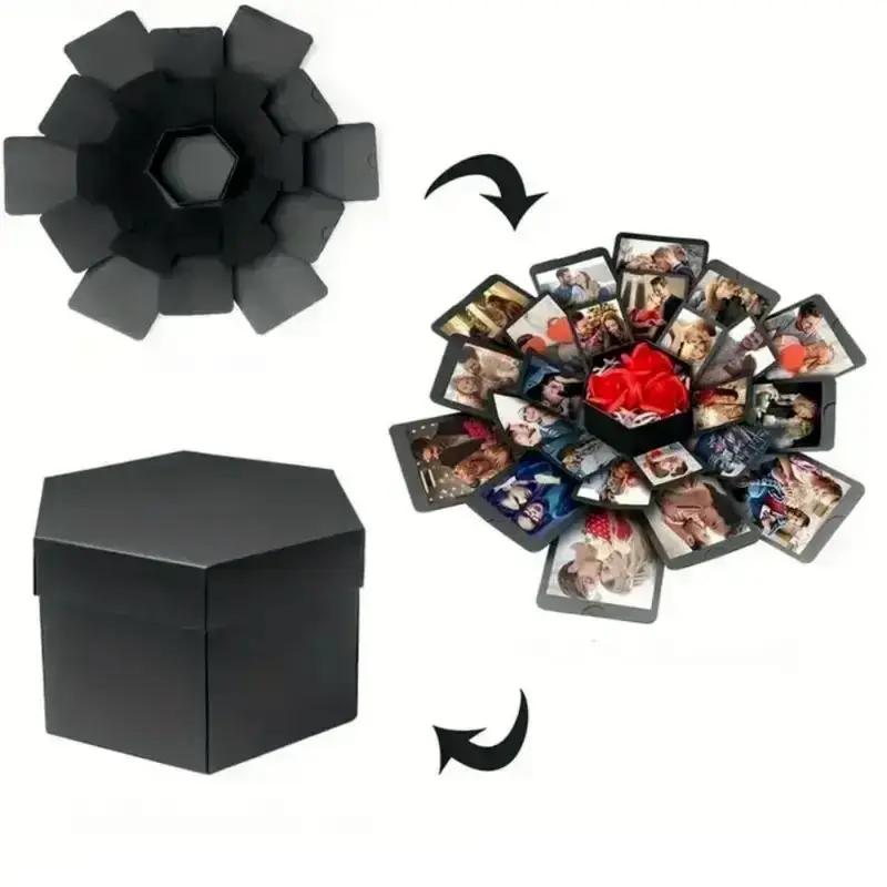 Surprise Explosion Gift Box Package for Creative Decoration, DIY Hexagon Surprise Photo Album for Mother's Day & Birthdays, Unique Handmade Gift Idea
