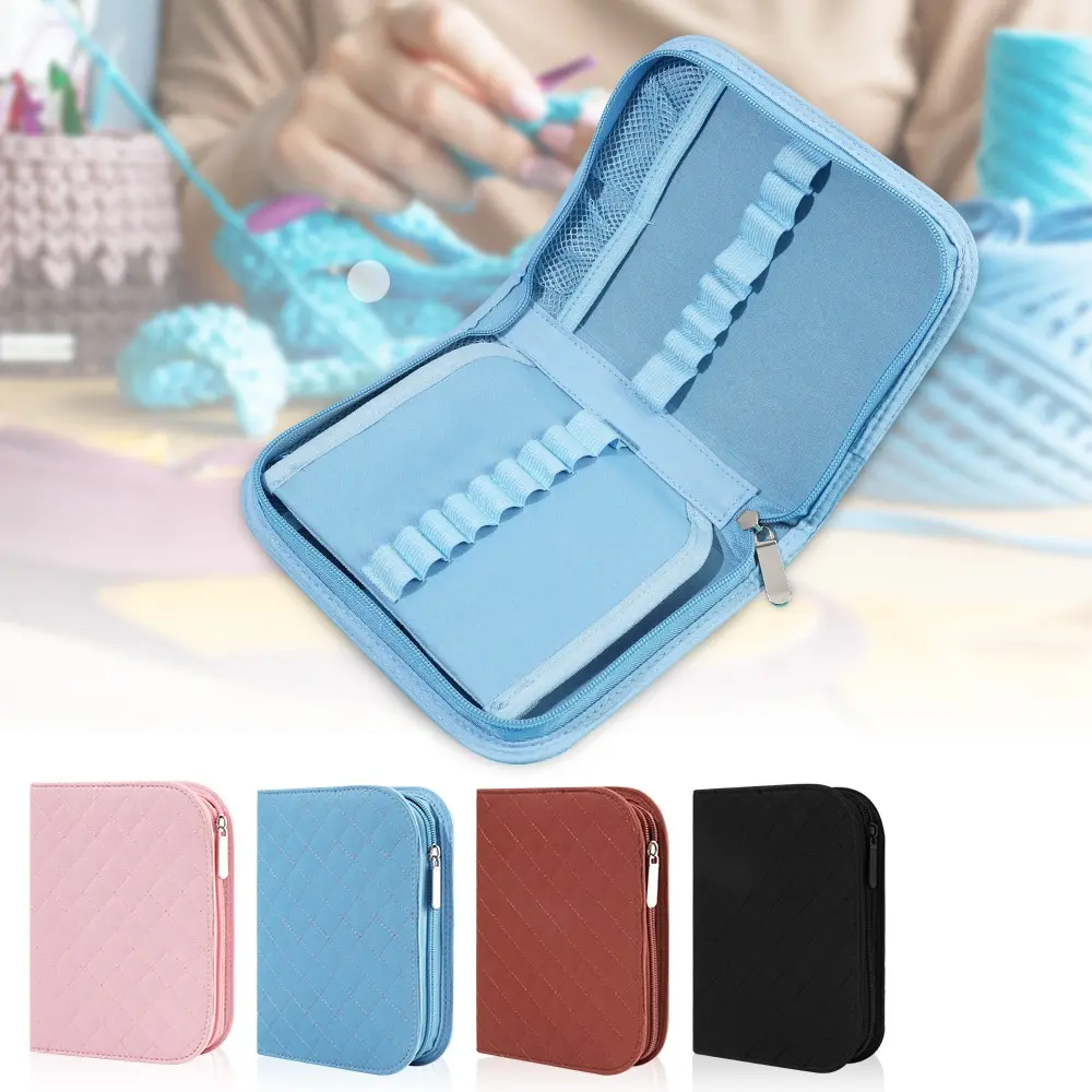 Multi-Layer Crochet Knitting Tools Storage Bag, Portable Yarn Needles Organizer Case, DIY Craft Sewing Accessories Storage Pouch