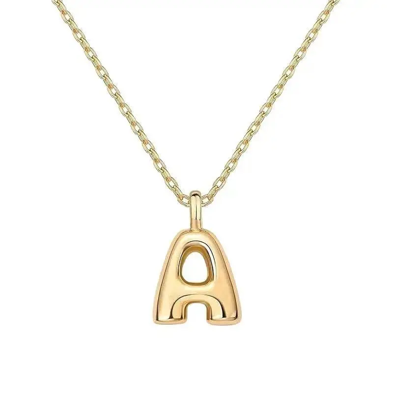 Gold Initial Necklace for Women, 14K Gold Plated Puffy Letter Pendant Necklace, Trendy Bubble Letter Jewelry with 3D Design, Dainty Personalized Necklace for Everyday Wear, Layering Style, Birthday Gift for Her tiktokshopbacktoschool