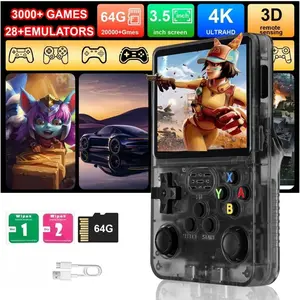 Portable Handheld Game Console R36s, Handheld Gaming Console, 3.5 Inch IPS Screen, Retro Game Simulator, Open Source System, 3000+ Games, 64GB TF Card, Gift for All Ages