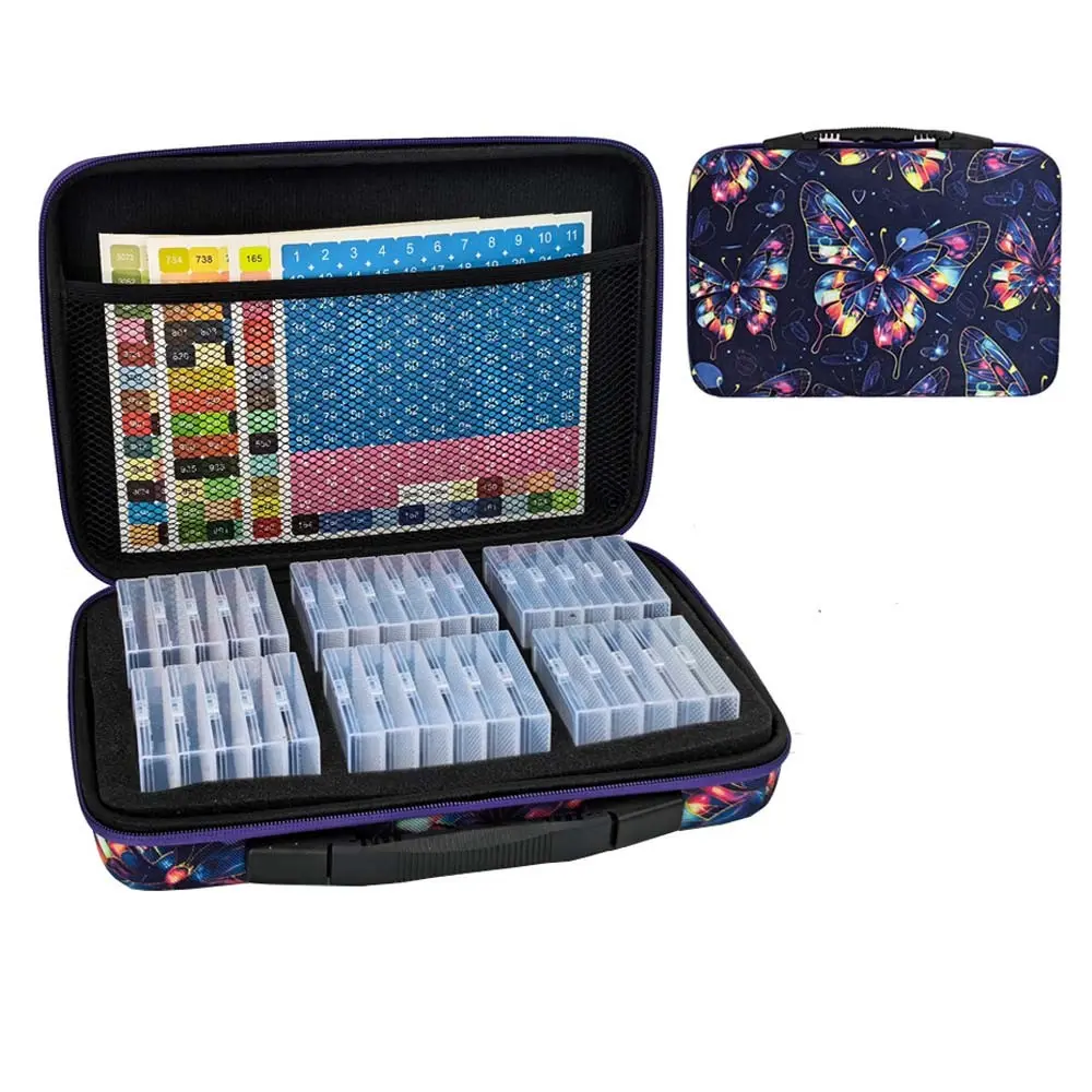 32 Slot Diamond Painting Storage Box Set with Handle Bag, Pearl Organizer with Stickers, DIY Diamond Painting Tools Accessories