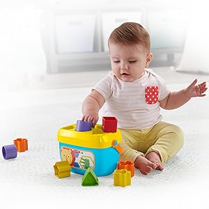 Fisher-Price Baby’s First Blocks & Rock-a-Stack Toy Set, Bucket of 10 Shapes & Ring Stacking Activity for Developmental Play Ages 6+ Months (Exclusive)