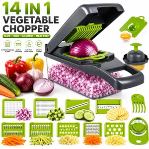 Vegetable Chopper MIUVA 14 in 1 Onion Chopper and Mandoline Slicer with Container Stainless Steel Blades Food Dicer for Meal Prep Salad Salsa Kitchen