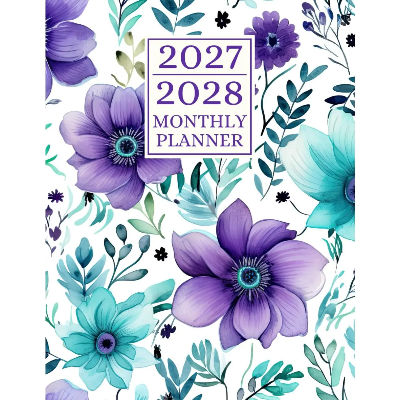 2027-2028 Monthly Planner: 2 Year Calendar 8.5 x 11 Large Size with Holiday Reminders | from JANUARY to DECEMBER 24 Month Organizer Schedule |  Flower - Paperback