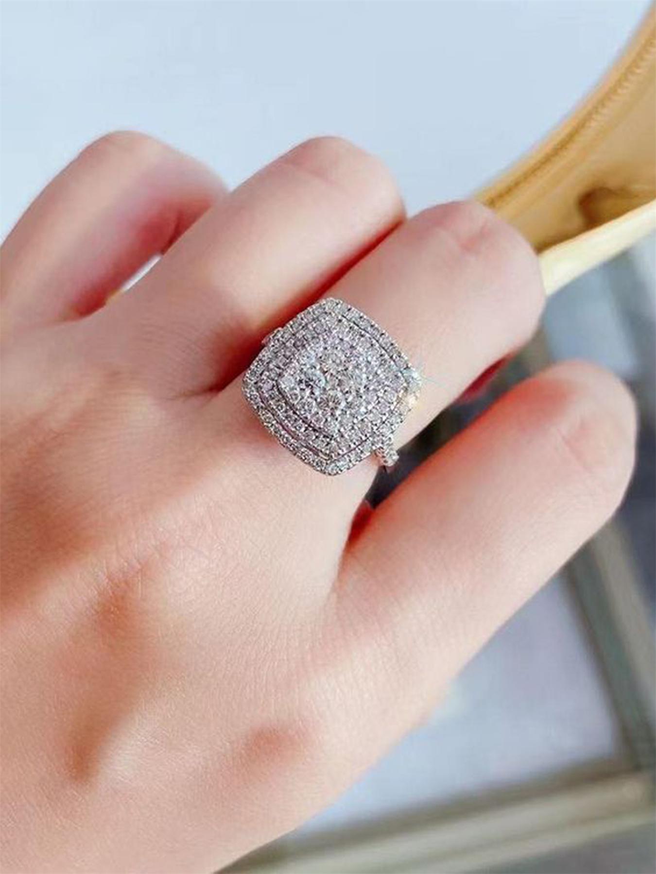 S925 Sterling Silver Fashion Square Shaped Artificial Diamond Ring, Elegant Engagement Ring, Luxury Jewelry for Party, Daily Clothing Decor, Trendy All-match & Exquisite Jewelry for Gift, Gift Ideas for Women