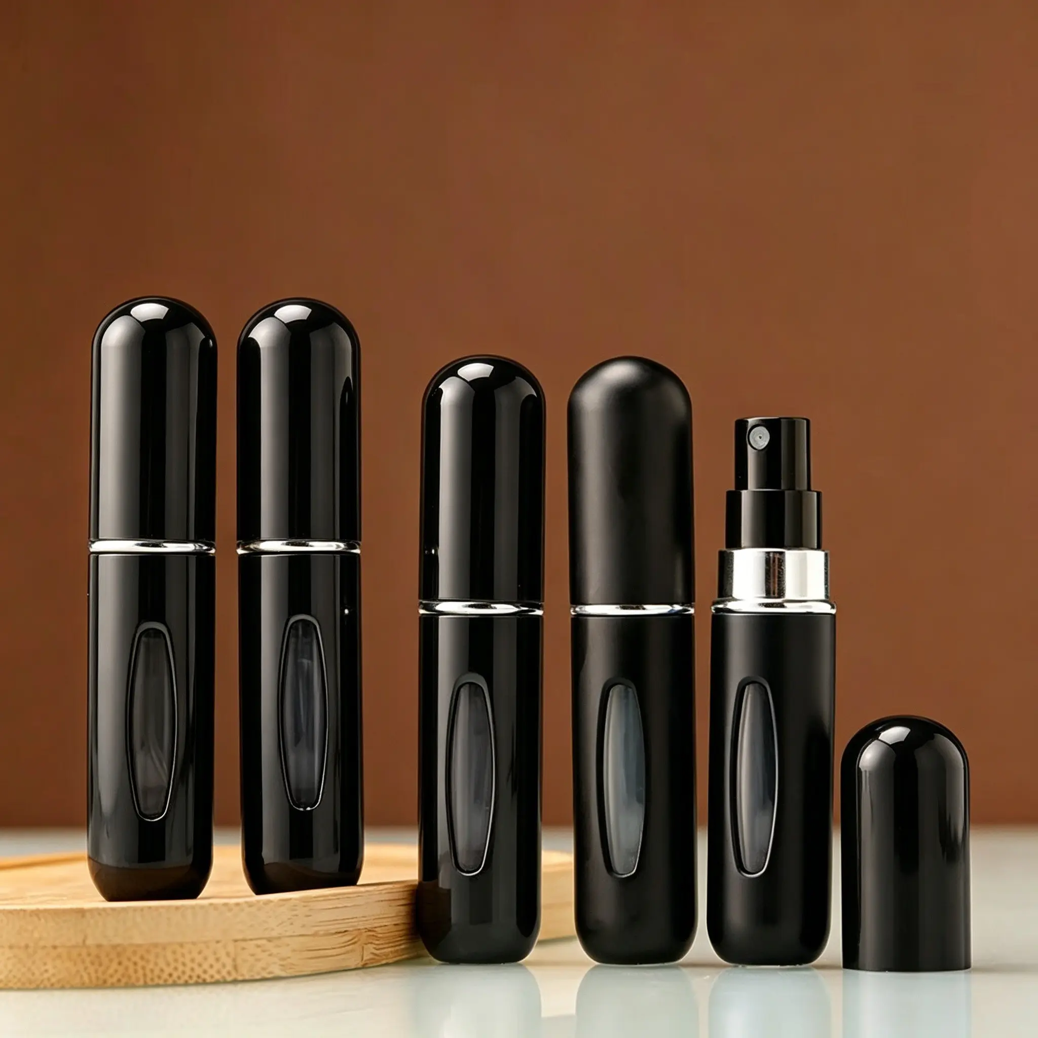 5-Pack Travel Perfume Refill Bottles, Portable Compact Spray Bottle, Mini Press Sprayer, On-The-Go Moisturizing Perfume Container, Daily Use Essential