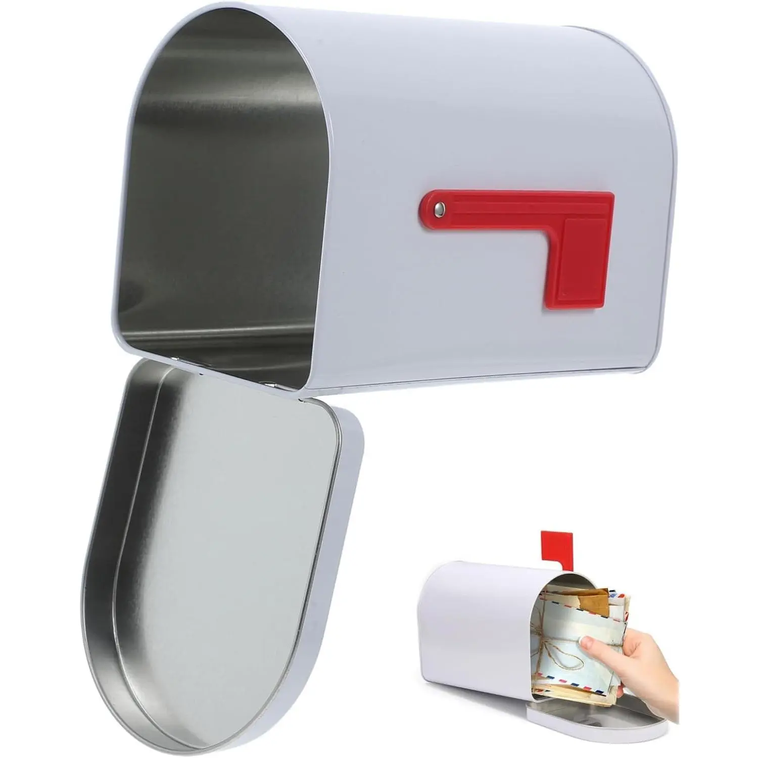 1Pc Mini Mailbox, 6.13x4.40x3.69in Tinplate Kids Small Mailbox, Valentines Day Present Mail Box Decorative Outdoor Letter Can Play Mail Box for Classroom Role Playing and DIY Handicraft