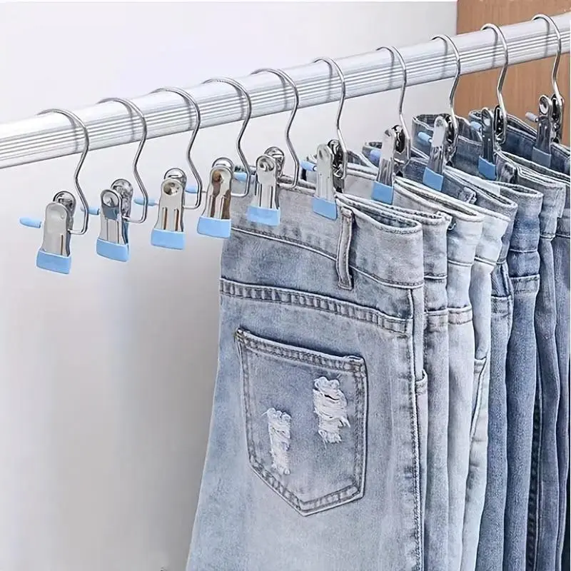 These 10/15-piece Metal Clip Hangers, Pants Hangers with Clips, Boot Hangers Clips, MUST-HAVE Anti-Slip, Windproof, Great for Pants, Boots & Hats, HomeDecor, ClothesStorage, Stainless Steel Hanger