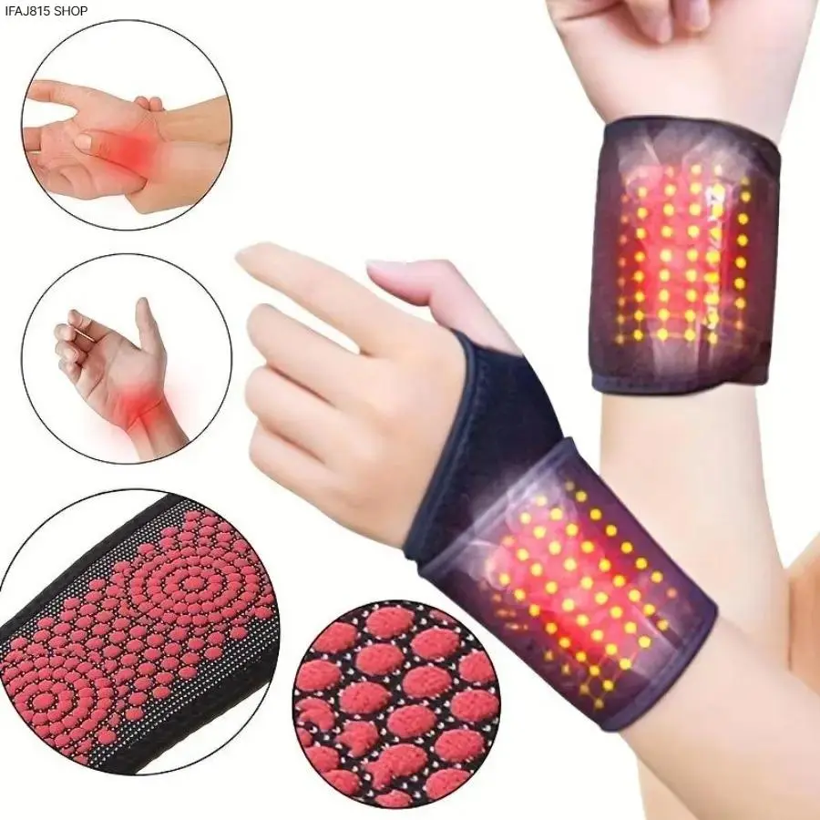 Polyester Self-Heating Magnetic Wrist Support Brace - Adjustable Compression Wrap for Pain Relief, Arthritis, Carpal Tunnel, Thermal Therapy, Washable for Sports, Daily Recovery Use