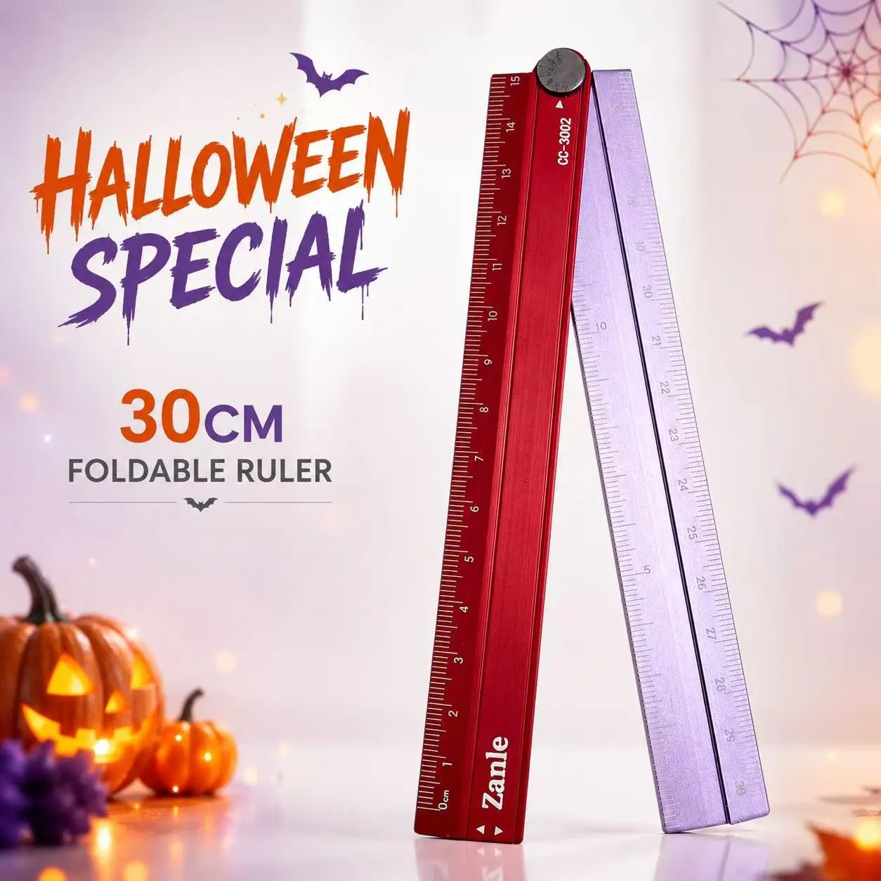 Aluminum Alloy Folding Ruler, 30cm Precision Angle Ruler, Durable School Supplies, Student Ruler, DIY Measurement Tool, Thick Material